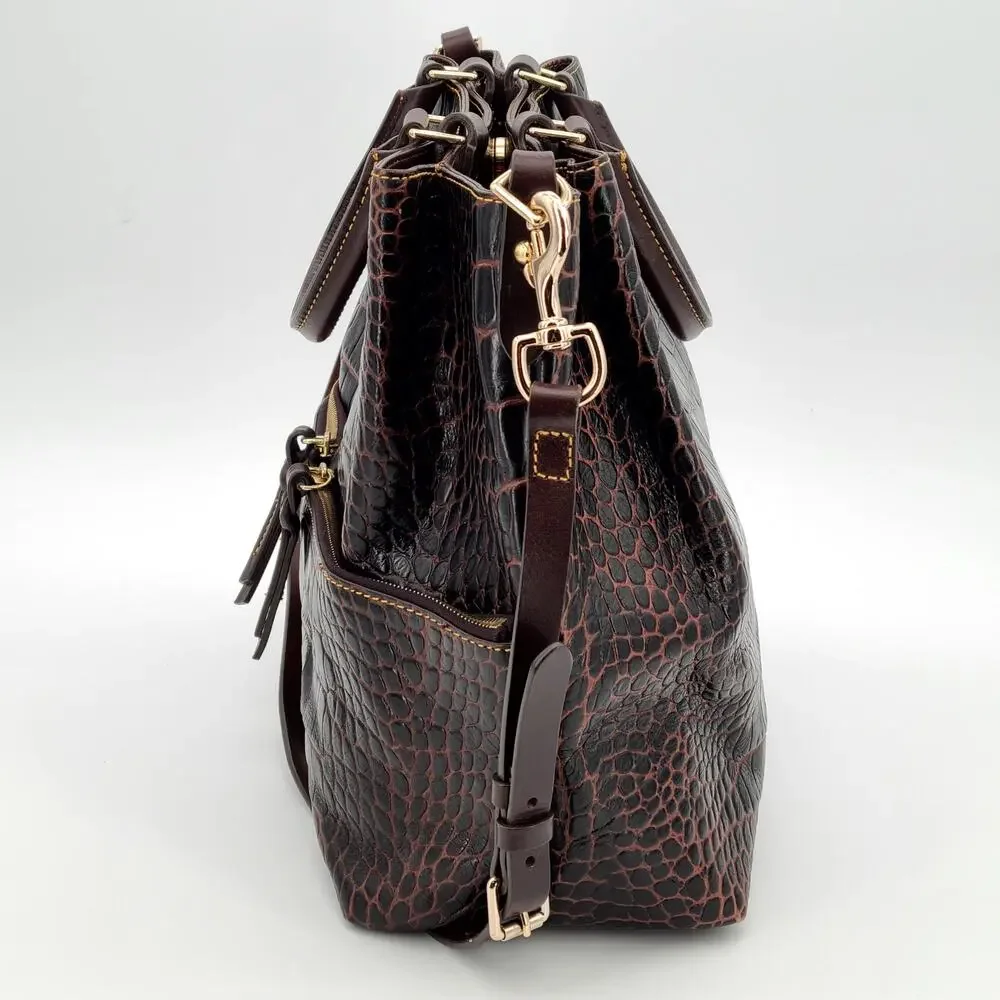 Dooney & Bourke Dillen Croco Leather Satchel - Espresso Dark Brown Bag - Picture 5 of 16